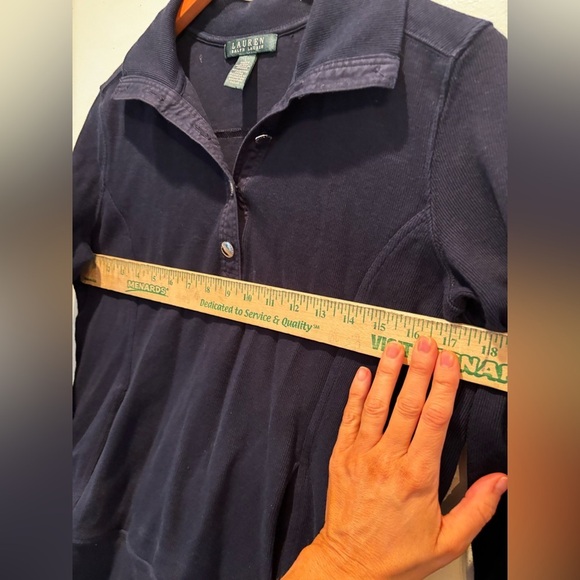 Lauren Ralph Lauren Blue Blouse collared business office casual large new preppy - Picture 7 of 9
